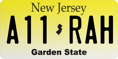 NJ license plate A11RAH