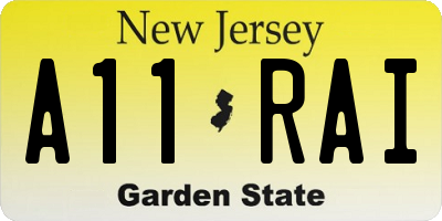 NJ license plate A11RAI