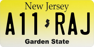 NJ license plate A11RAJ