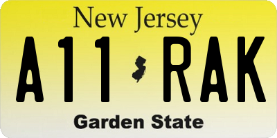 NJ license plate A11RAK