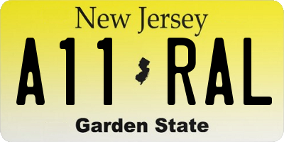 NJ license plate A11RAL