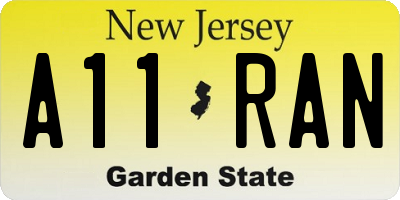 NJ license plate A11RAN