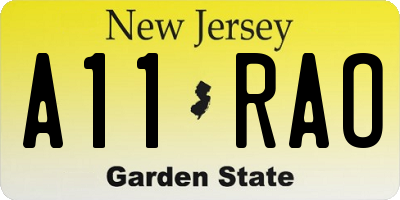 NJ license plate A11RAO