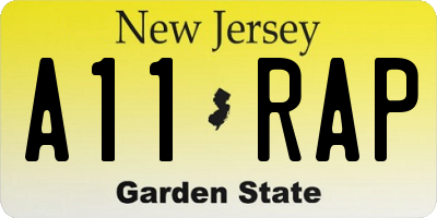 NJ license plate A11RAP