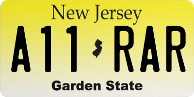 NJ license plate A11RAR