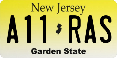 NJ license plate A11RAS