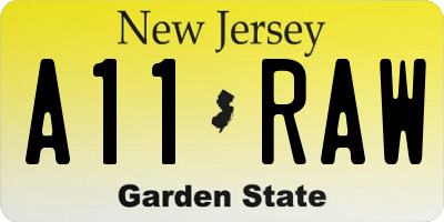 NJ license plate A11RAW