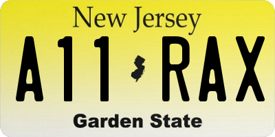 NJ license plate A11RAX