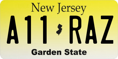 NJ license plate A11RAZ