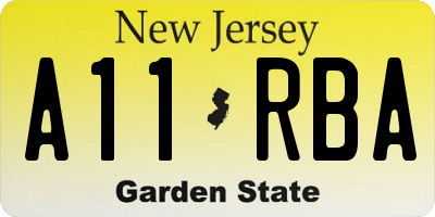 NJ license plate A11RBA