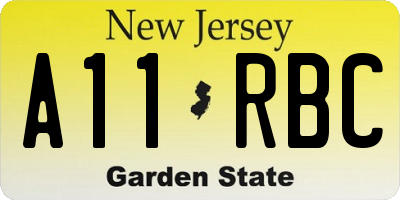 NJ license plate A11RBC