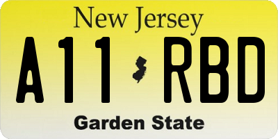 NJ license plate A11RBD