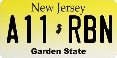 NJ license plate A11RBN