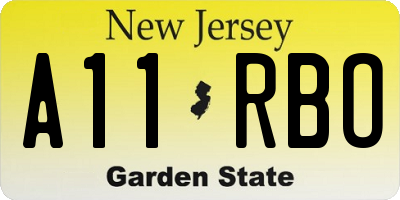 NJ license plate A11RBO