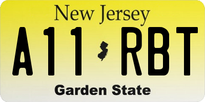 NJ license plate A11RBT
