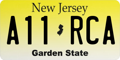 NJ license plate A11RCA