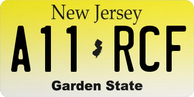 NJ license plate A11RCF