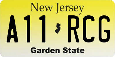 NJ license plate A11RCG