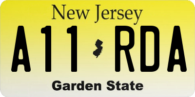 NJ license plate A11RDA