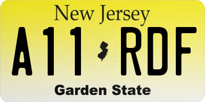 NJ license plate A11RDF