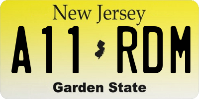 NJ license plate A11RDM