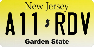 NJ license plate A11RDV