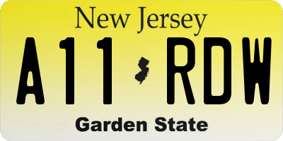 NJ license plate A11RDW