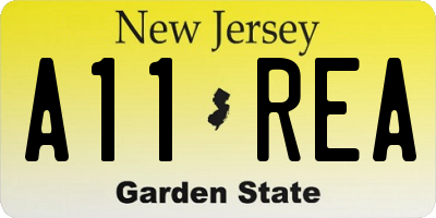 NJ license plate A11REA
