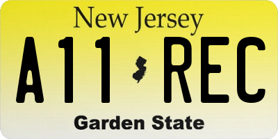 NJ license plate A11REC