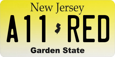 NJ license plate A11RED