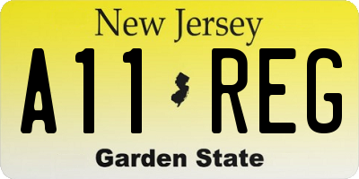 NJ license plate A11REG