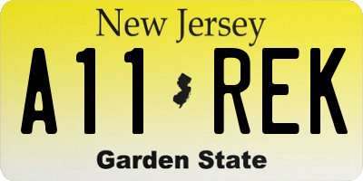 NJ license plate A11REK