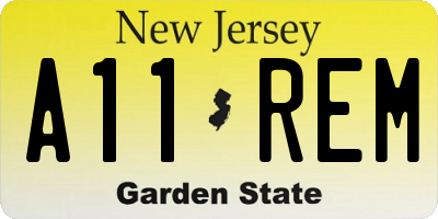 NJ license plate A11REM