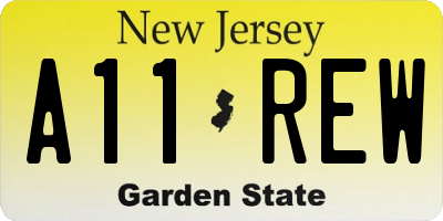 NJ license plate A11REW