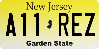 NJ license plate A11REZ