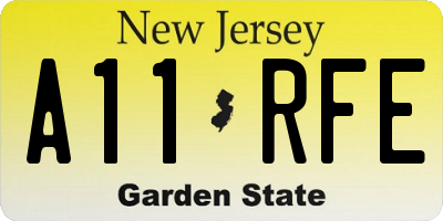 NJ license plate A11RFE