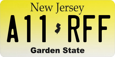 NJ license plate A11RFF