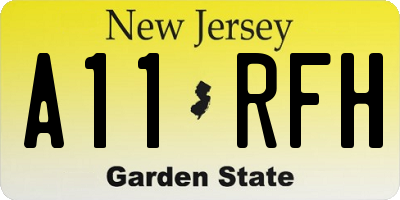 NJ license plate A11RFH