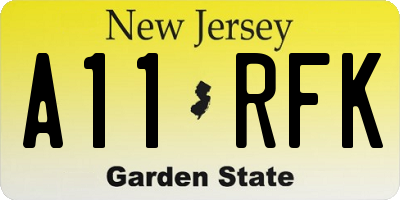 NJ license plate A11RFK