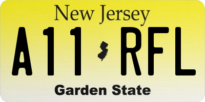 NJ license plate A11RFL