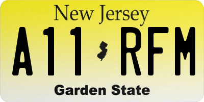 NJ license plate A11RFM