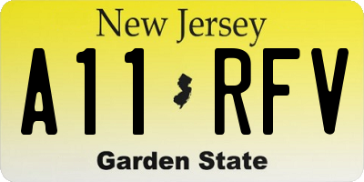 NJ license plate A11RFV