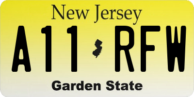 NJ license plate A11RFW