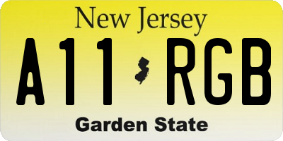 NJ license plate A11RGB