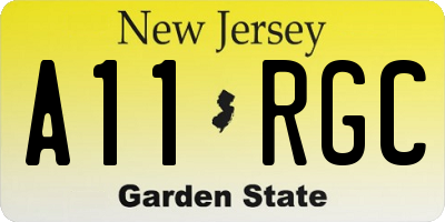 NJ license plate A11RGC