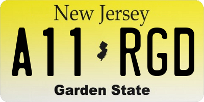 NJ license plate A11RGD