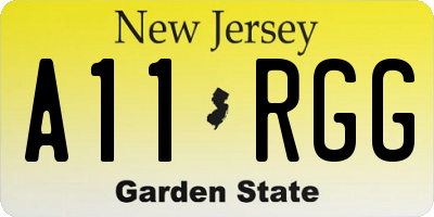 NJ license plate A11RGG
