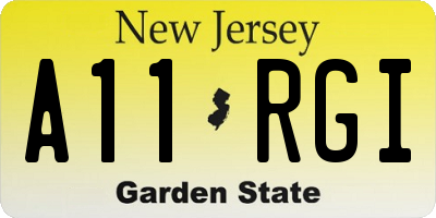 NJ license plate A11RGI