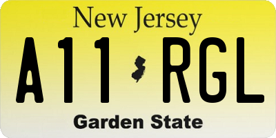 NJ license plate A11RGL