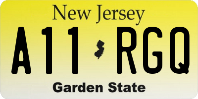 NJ license plate A11RGQ